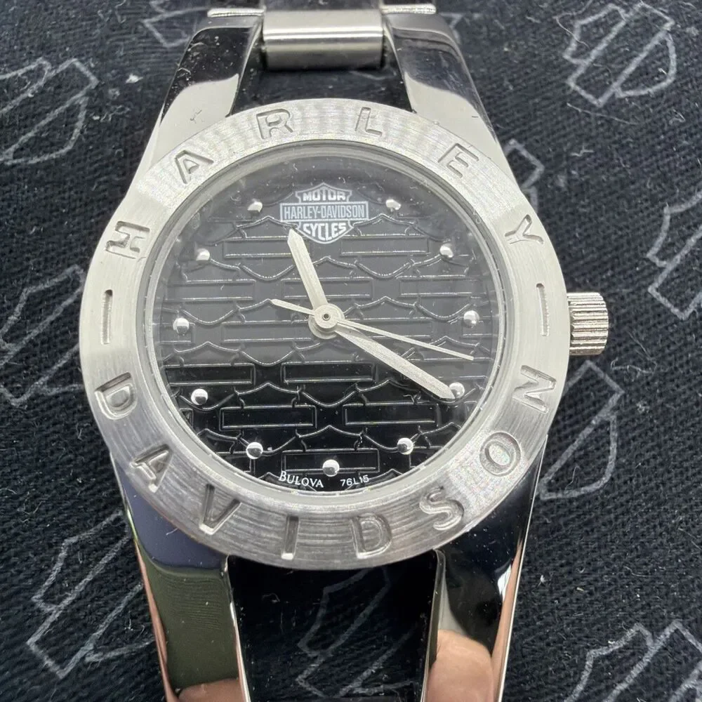 20034 Harley-Davidson Women's Bulova Silver Tone Metal Band Watch- 76L15- NIB
